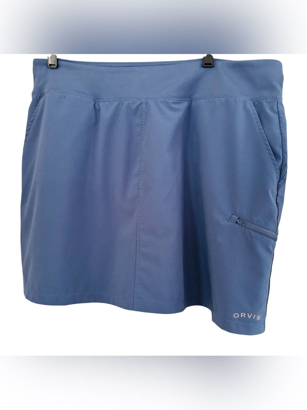 Orvis Active Skort Blue Zip Pocket Athletic Golf Travel Skirt XL EUC - Picture 3 of 6